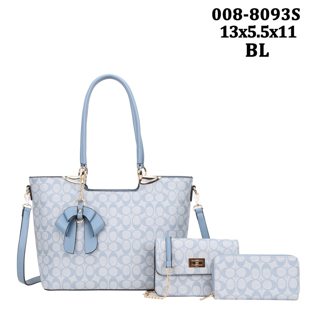 High grade tote handbag, 3piece with a long shoulder strap and a beautiful bow.